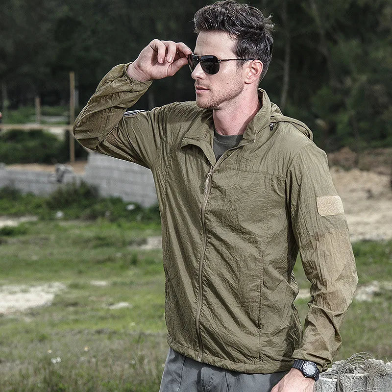 Summer Lightweight Tactical Jacket – Men's Quick Dry Windbreaker - Khaki, S image