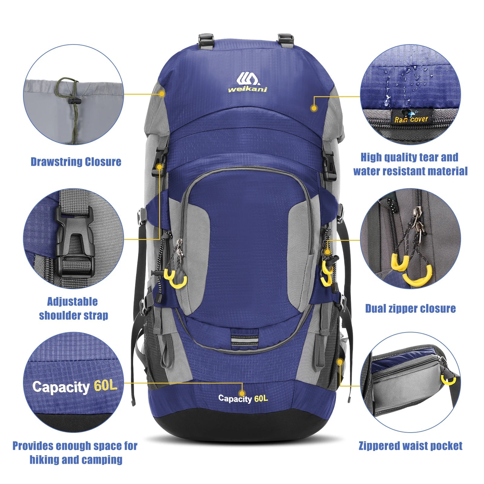 LIXADA 60L Waterproof Hiking Backpack – Versatile Outdoor Adventure Gear image 1