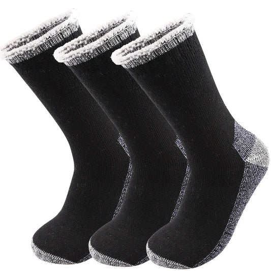 3Pairs Super Thick Merino Wool Socks Male Men Winter Thermal Cashmere Socks Fleece Terry Loop Middle Tube Socks High Quality image 7
