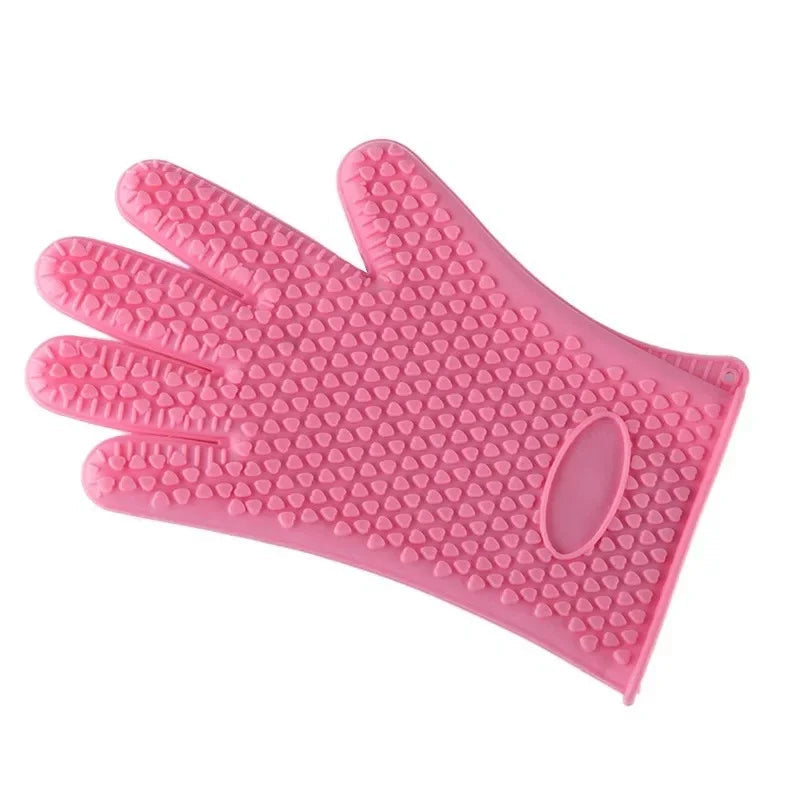 BBQ Silicone Grilling Gloves – Heat Resistant Cooking and Baking Mitts - Pink image