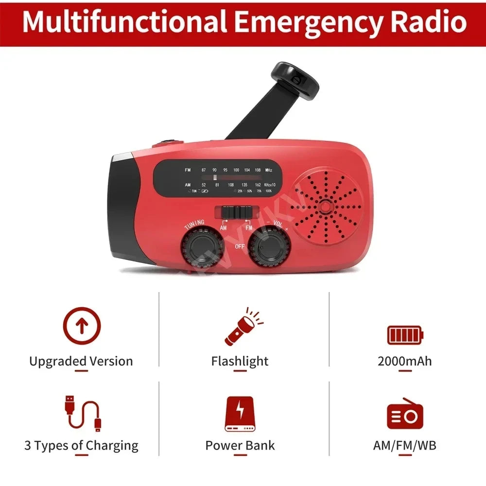 Stay Prepared with the Multifunctional Solar Hand Crank Emergency Radio image 2