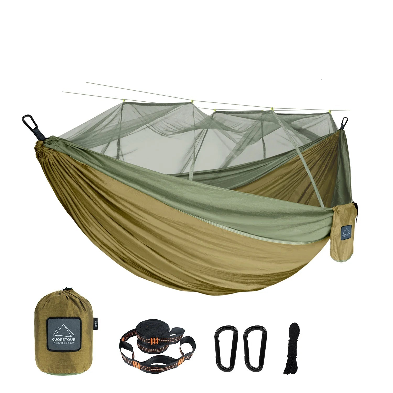 Portable Nylon Camping Hammock with Mosquito Net – Single &amp; Double Size image 0