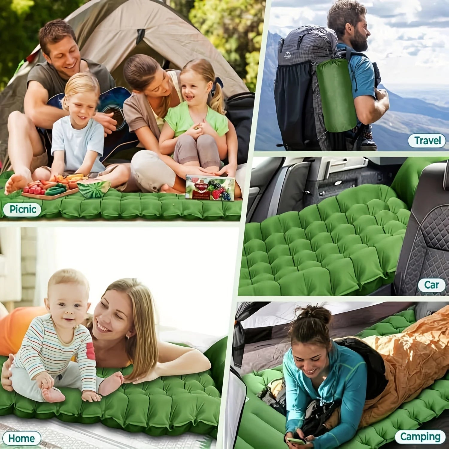 Outdoor Camping Super Thick 4-Inch Inflatable Sleeping Mat image 3