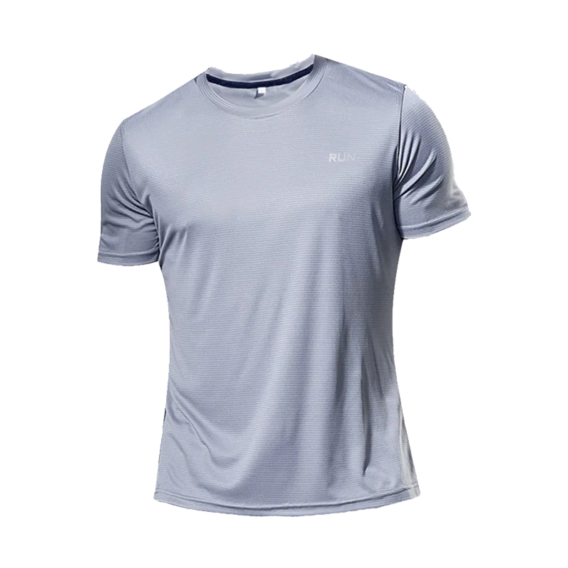 High Quality Polyester Men's Quick Dry Running T-Shirt – Perfect for Fitness and Training - Grey, XXL (72.5-80 KG) image