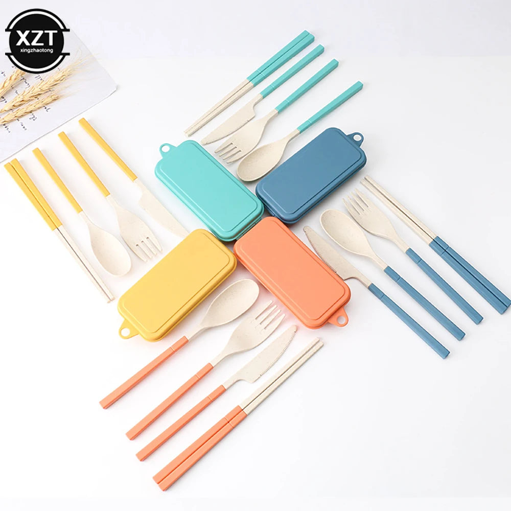 Foldable Wheat Straw Cutlery Set – Eco-friendly Travel Dinnerware image 2