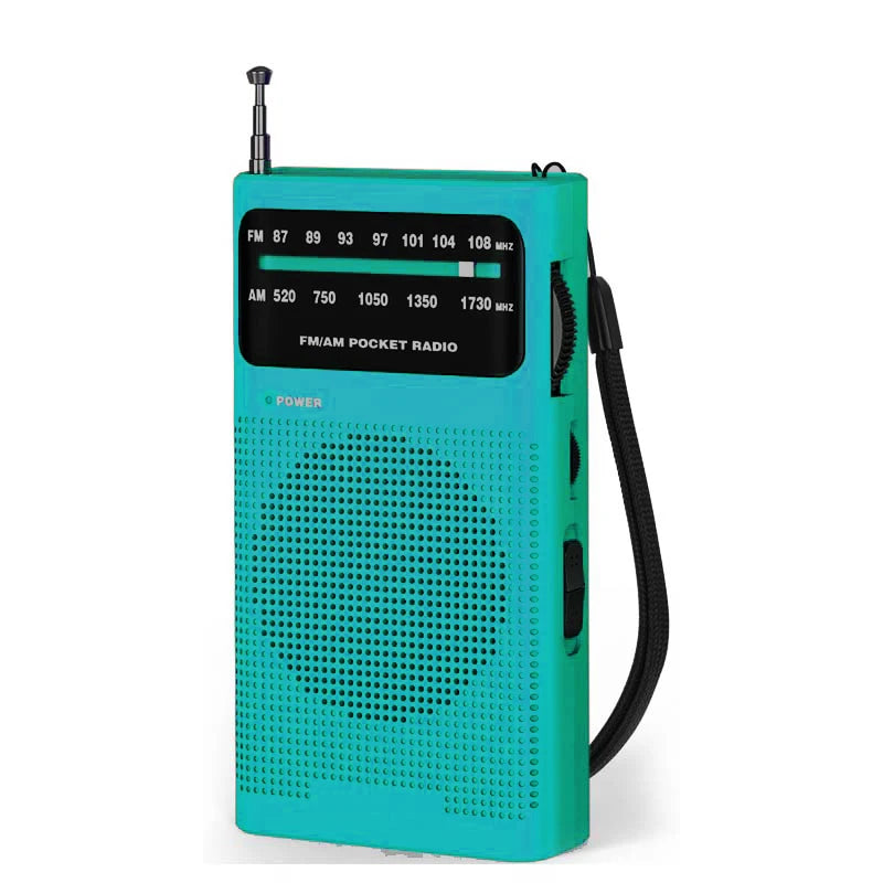 Compact Emergency Survival Radio – Portable AM/FM Analog Pocket Radio - Blue image