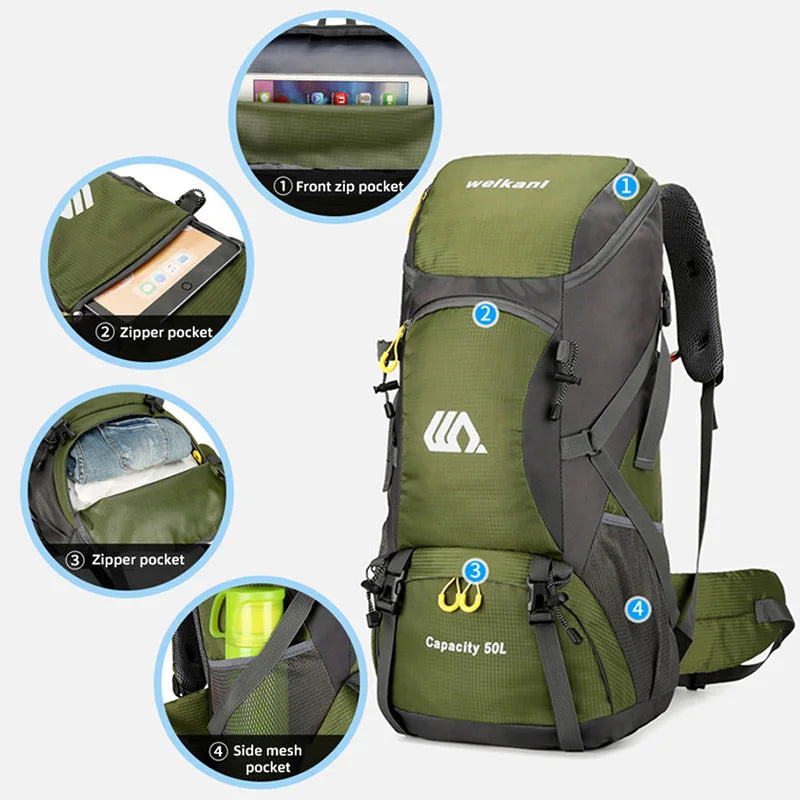 50L Travel Backpack for Men – Waterproof Hiking &amp; Camping Bag image 4