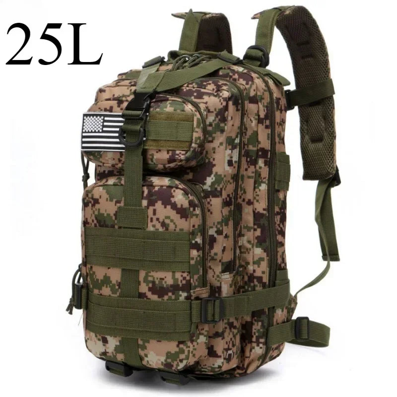 50L Travel Backpack for Men – Waterproof Hiking &amp; Camping Bag - Camouflagegreen-25L image