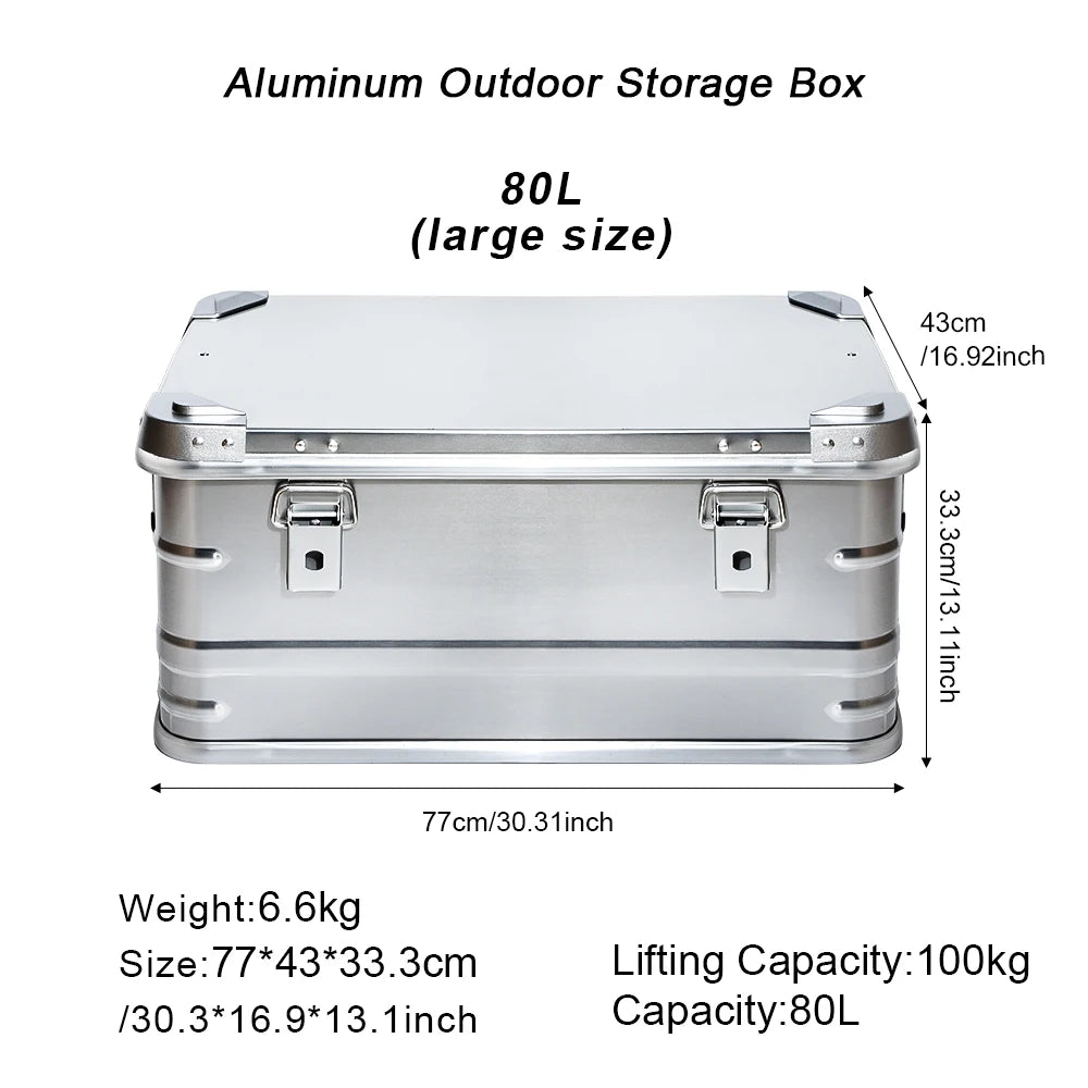 30-80L Aluminum Alloy Large Capacity Storage Box for Outdoor Adventures - sliver 80L image