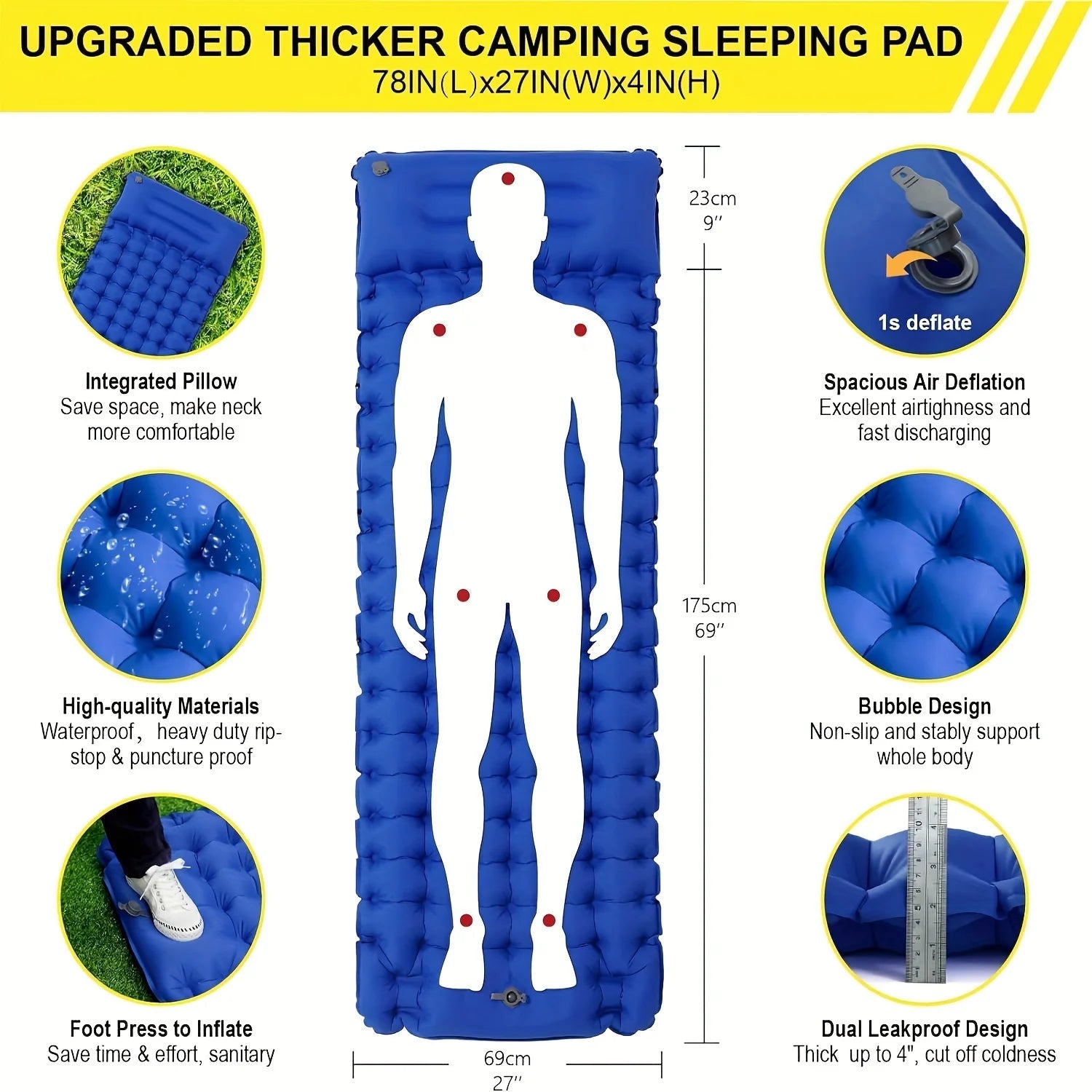 Outdoor Camping Super Thick 4-Inch Inflatable Sleeping Mat image 4