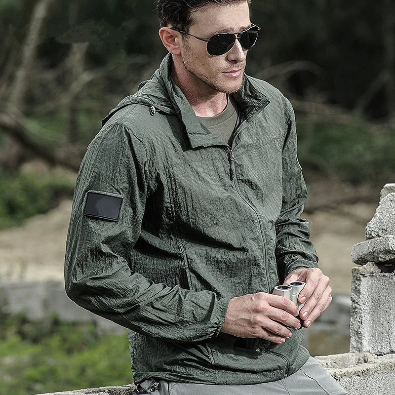 Summer Lightweight Tactical Jacket – Men's Quick Dry Windbreaker - Army green, XL image