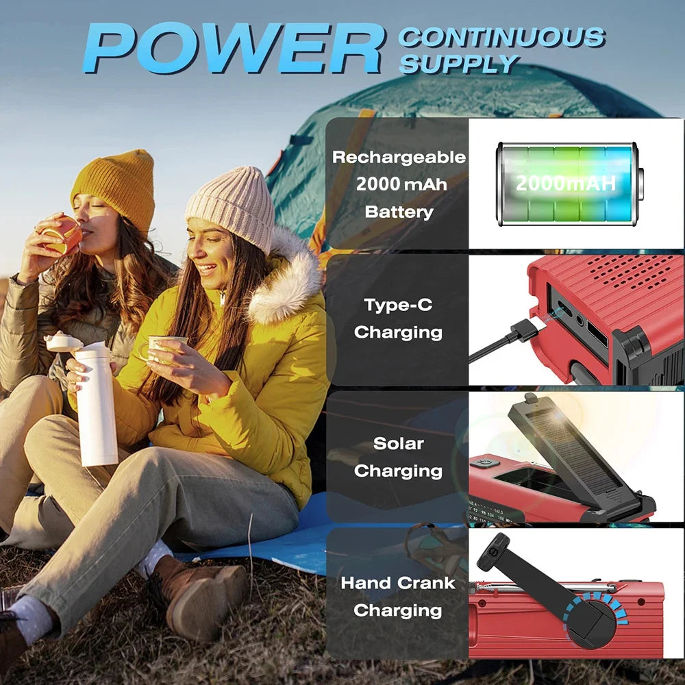 Solar Rechargeable Radio with LED Light – Perfect for Outdoor Adventures image 2