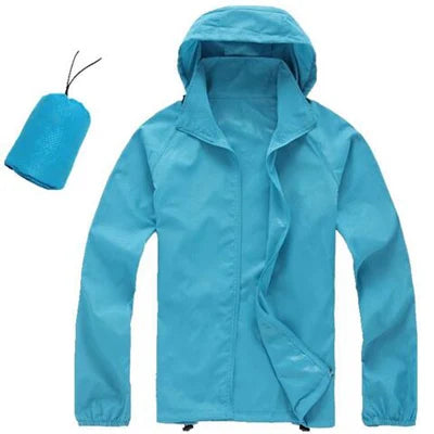 DIMUSI Men's &amp; Women's Quick Dry UV Protection Windbreaker Jacket - Sky Blue, XL image