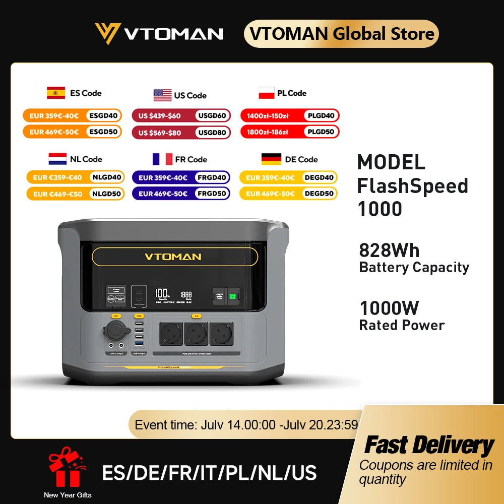 VTOMAN FlashSpeed 1000 Portable Power Station – Power Your Adventures image 0