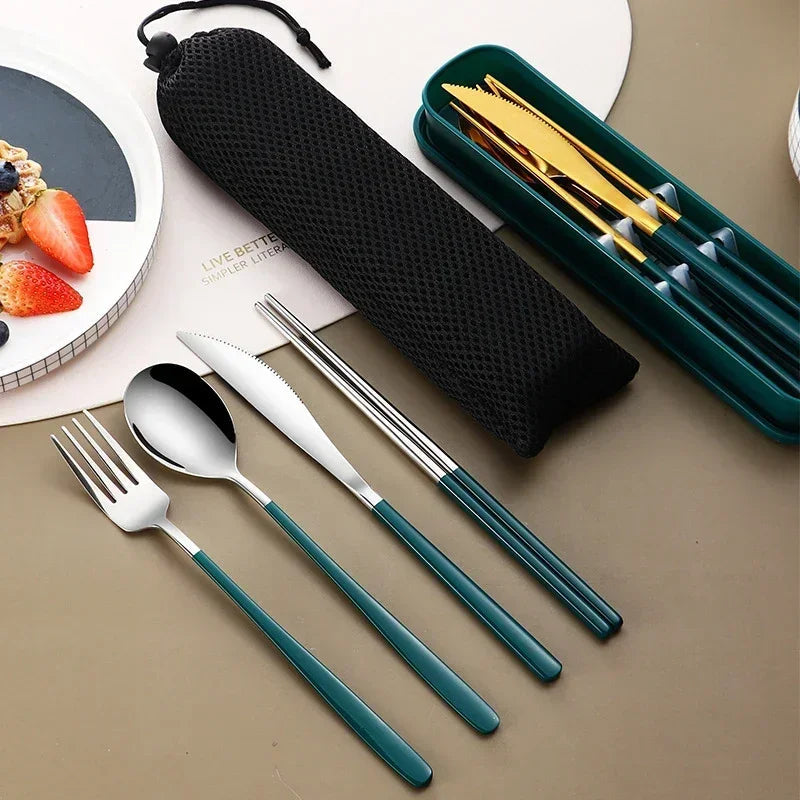 Portable Cutlery Set – 304 Stainless Steel Travel Tableware with Case image 5