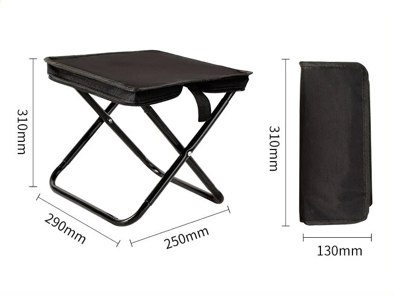 Foldable Backpack Stool – Portable Camping Chair for Outdoor Adventures - Black L No Strap image