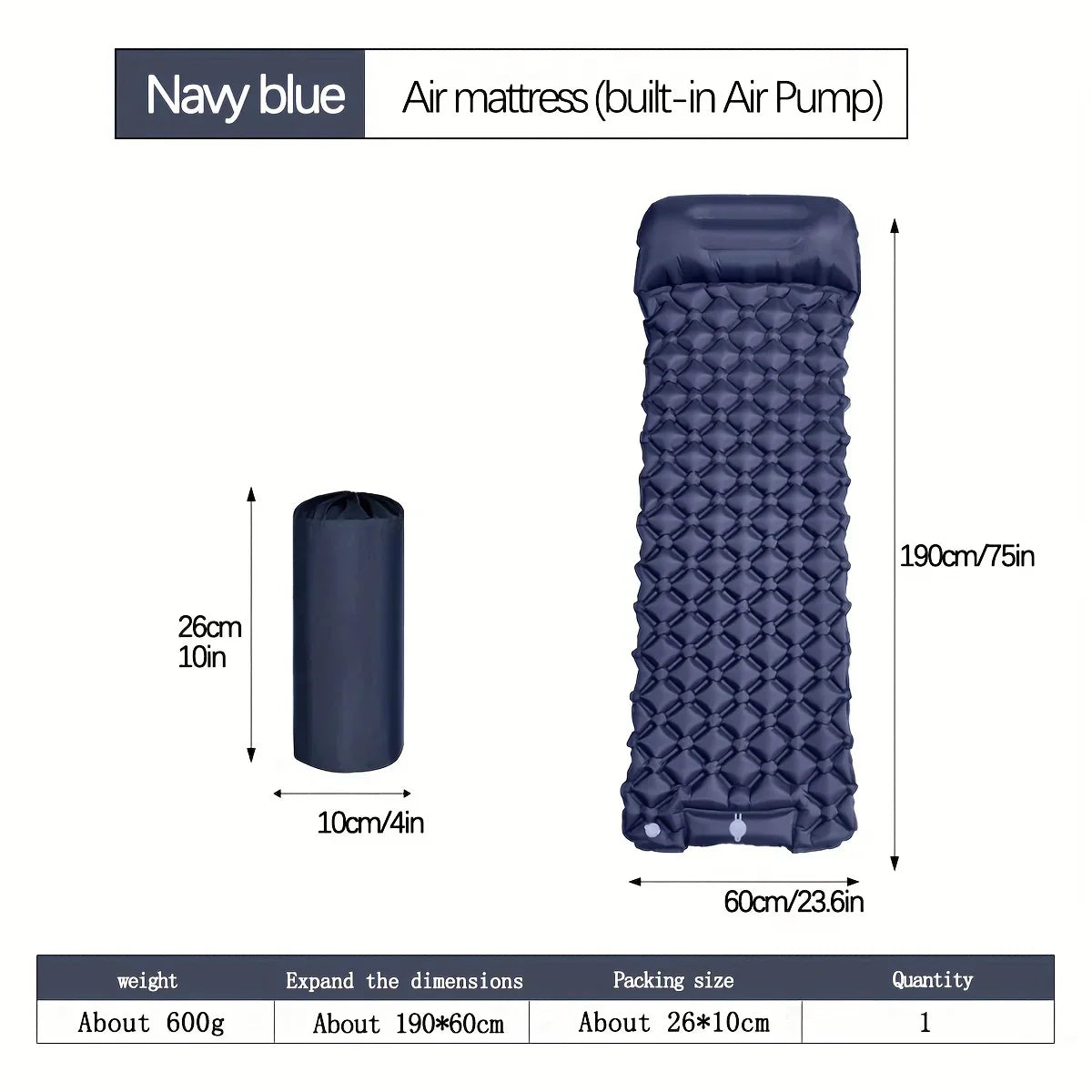 Outdoor Camping Inflatable Mattress – Ultimate Comfort for Adventurers - Navy image