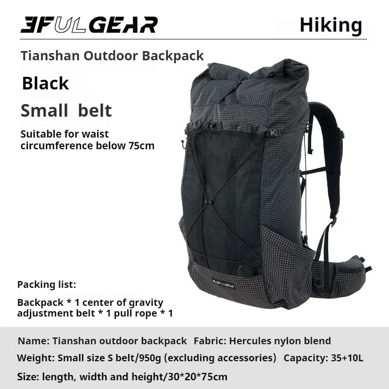 3F UL GEAR TianShan 35+10L Backpack – Ultralight &amp; Durable Outdoor Companion - Black-M image