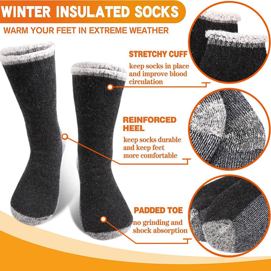 3Pairs Super Thick Merino Wool Socks Male Men Winter Thermal Cashmere Socks Fleece Terry Loop Middle Tube Socks High Quality image 1