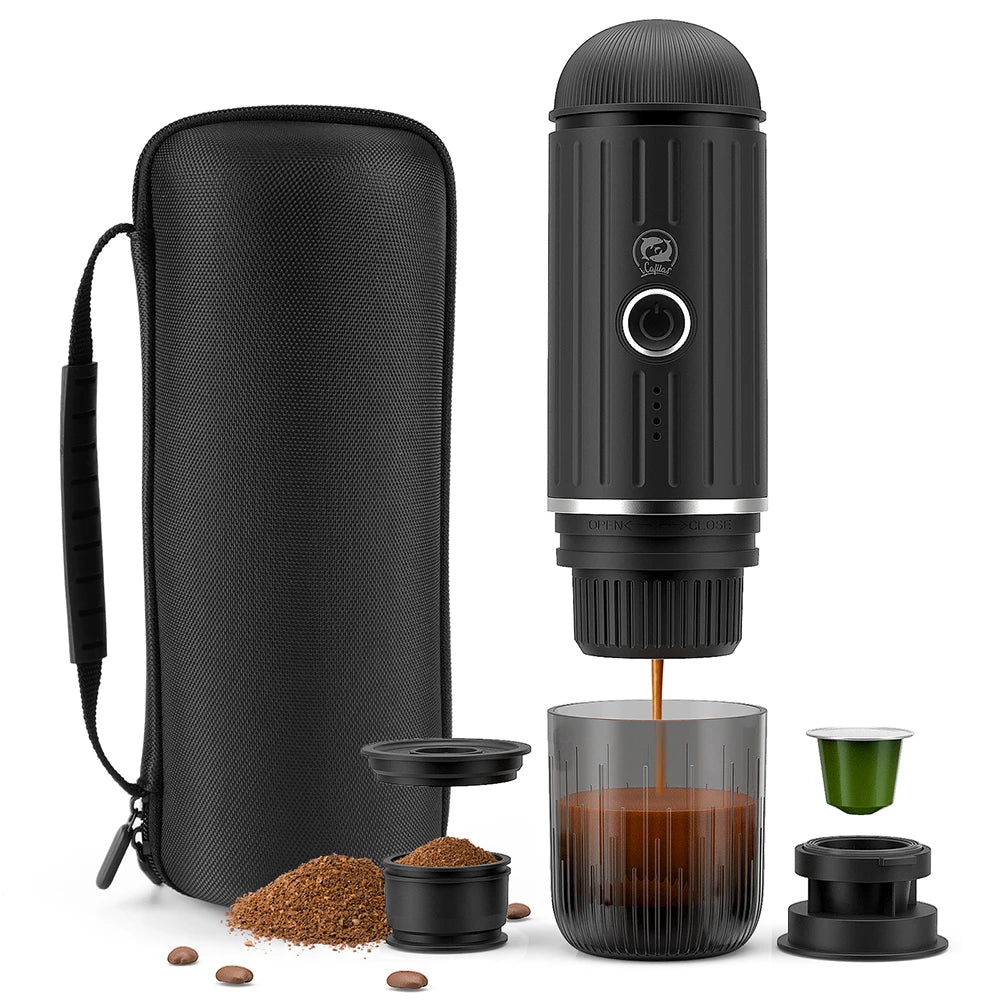 iCafilas 2in1 Espresso Machine – Portable Coffee Maker for Adventures - Black, EU image