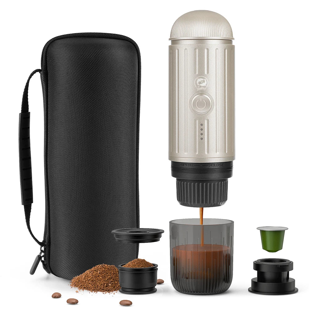 iCafilas 2in1 Espresso Machine – Portable Coffee Maker for Adventures - Champagne, UK image