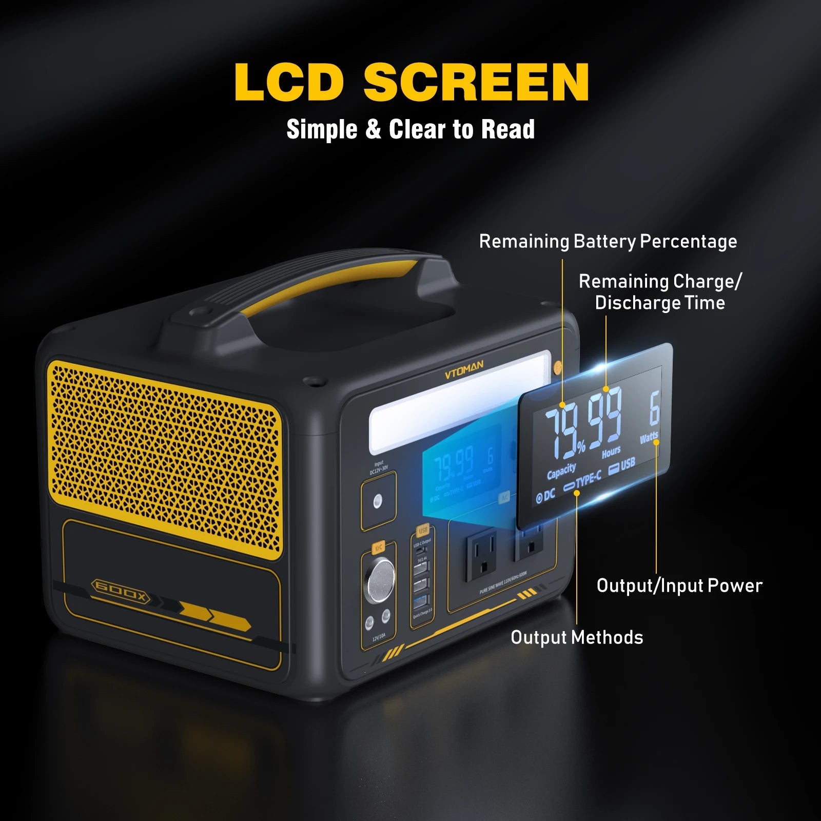 VTOMAN JUMP600X Portable Power Station with 110W Solar Panel – Ultimate Camping Companion image 4