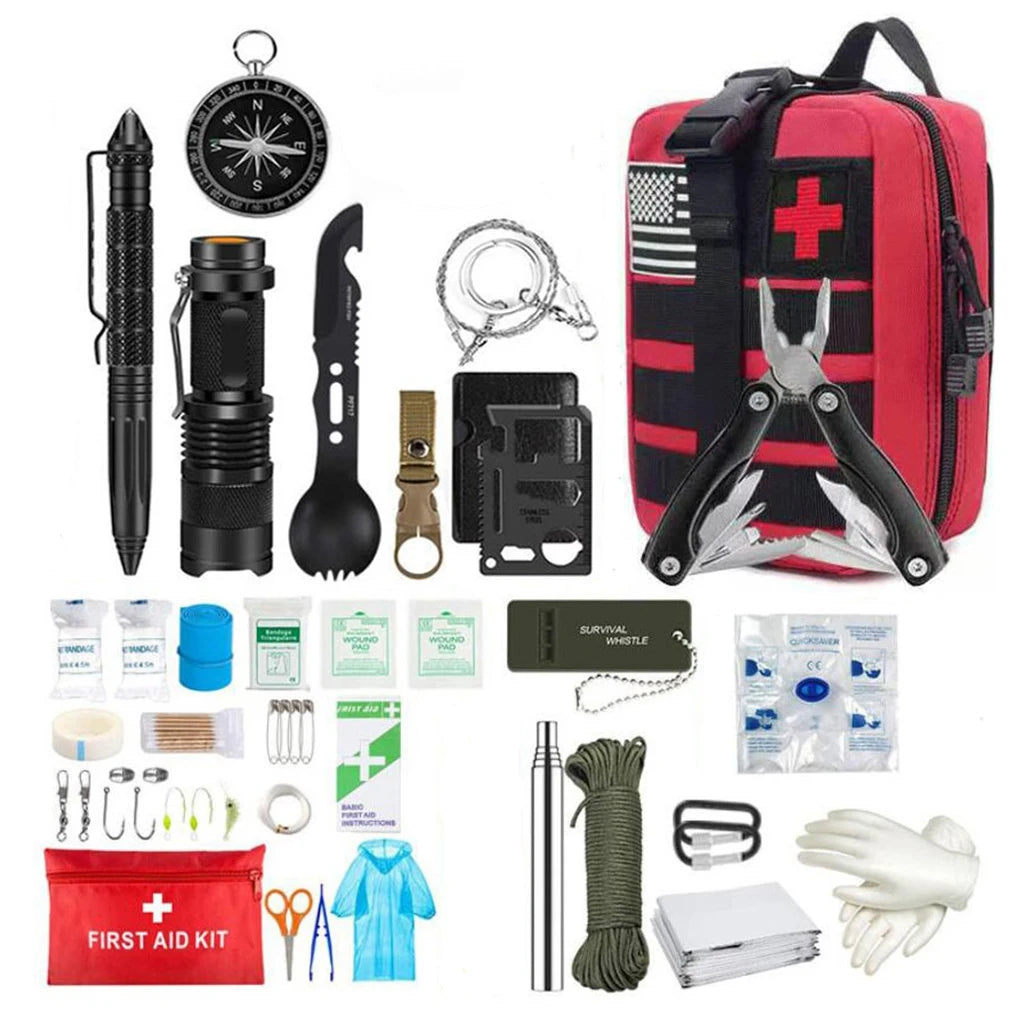 Comprehensive Survival First Aid Kit for Outdoor Adventures - Red Set image