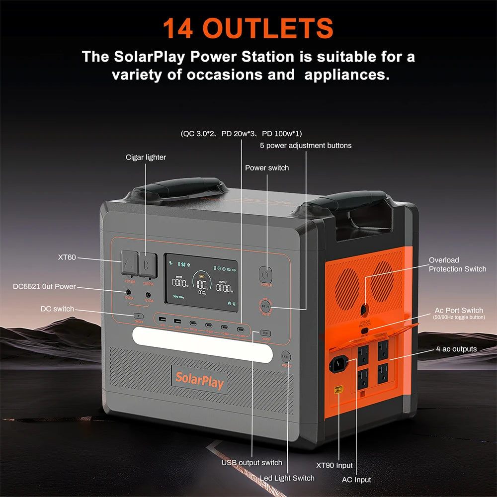 SOLARPLAY Portable Power Station – 2500W/2300Wh Solar Generator image 2